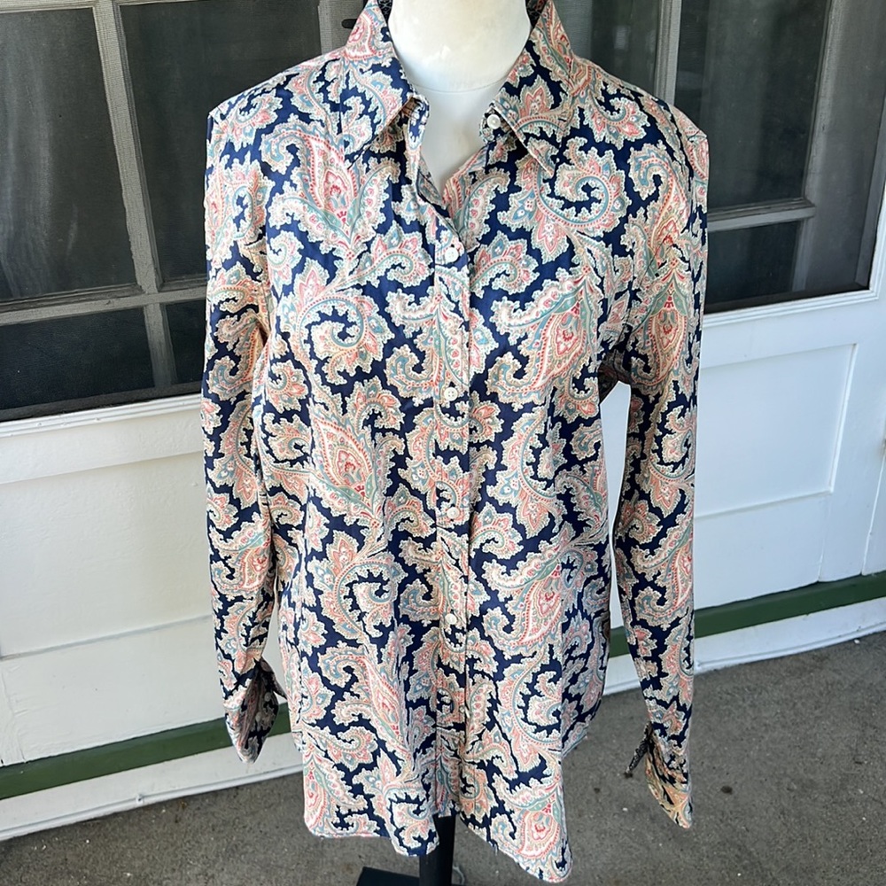 Chaps No Iron Paisely Blouse Women's Size Large